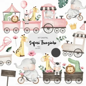 Tema Safari em Aquarela - Kit Digital Multifuncional