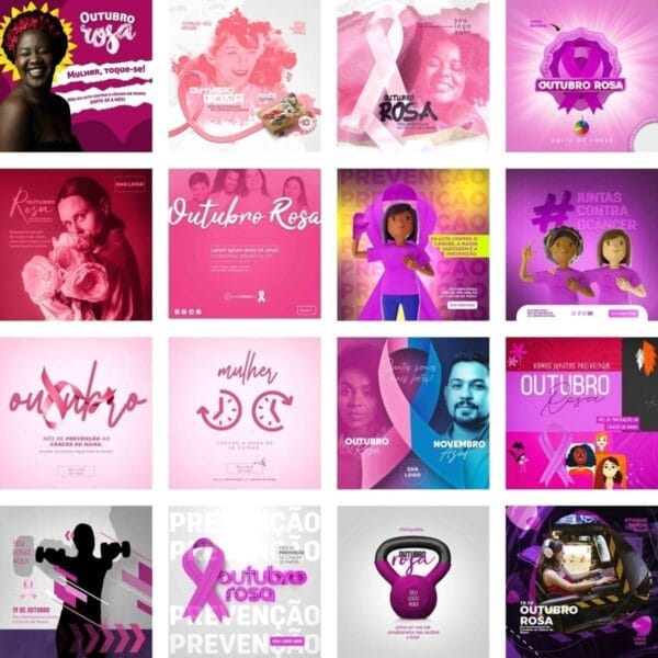 Templates Photoshop Outubro Rosa 80 Artes Mídias Sociais