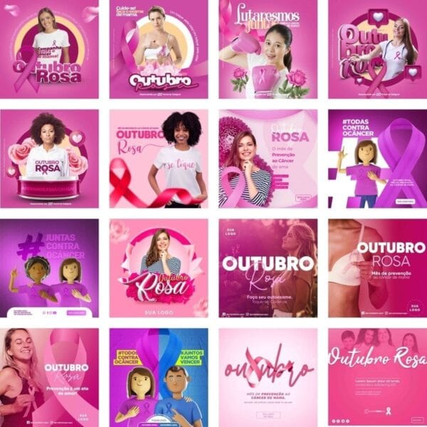 Templates Photoshop Outubro Rosa 80 Artes Mídias Sociais