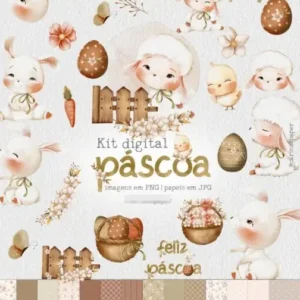 Tesouros da Páscoa: Kit Digital Aquarelado em PNG