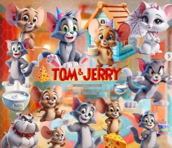 Tom e Jerry Kit Digital em PNG para Criação de Papelaria
