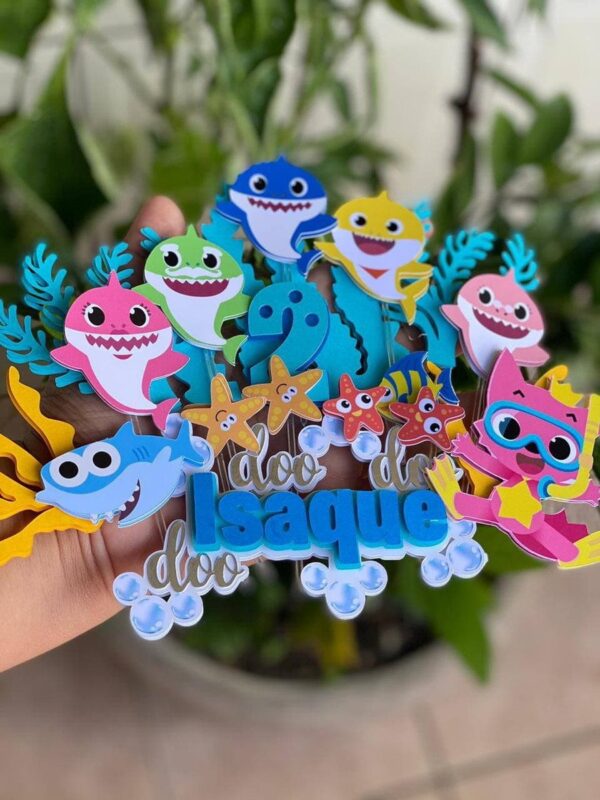 Topo de Bolo Baby Shark Camadas - Arquivo Digital