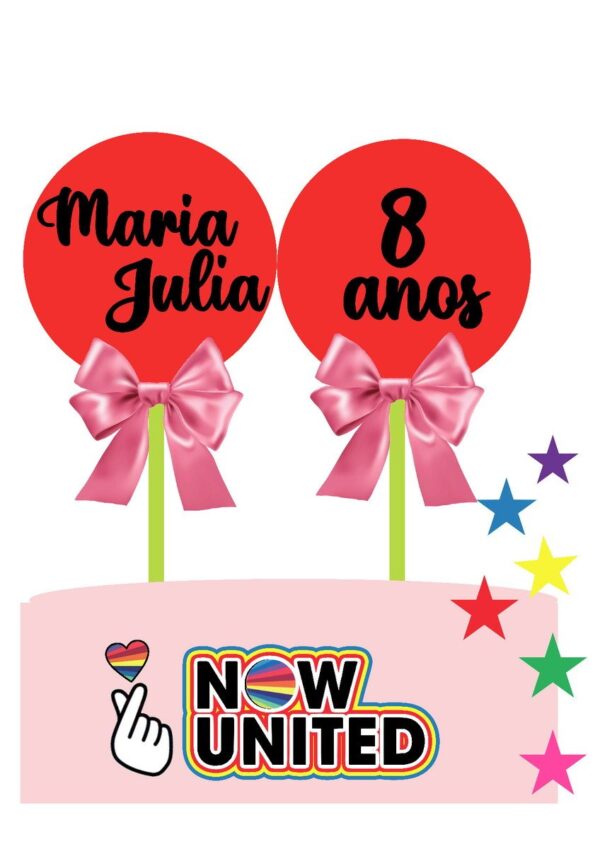 Topo de Bolo Ballon Cake Now United - Arquivo Digital