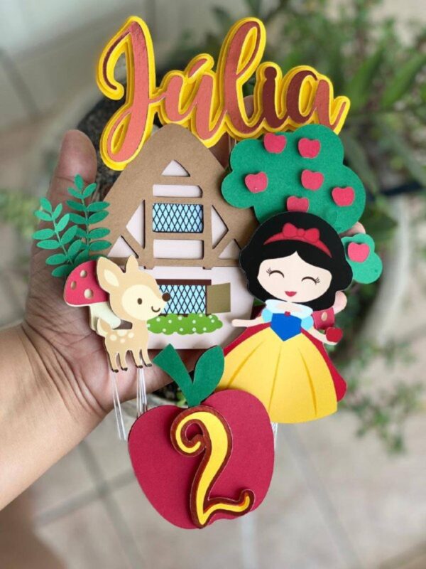 Topo de Bolo Branca de Neve Cute Camadas - Arquivo Digital