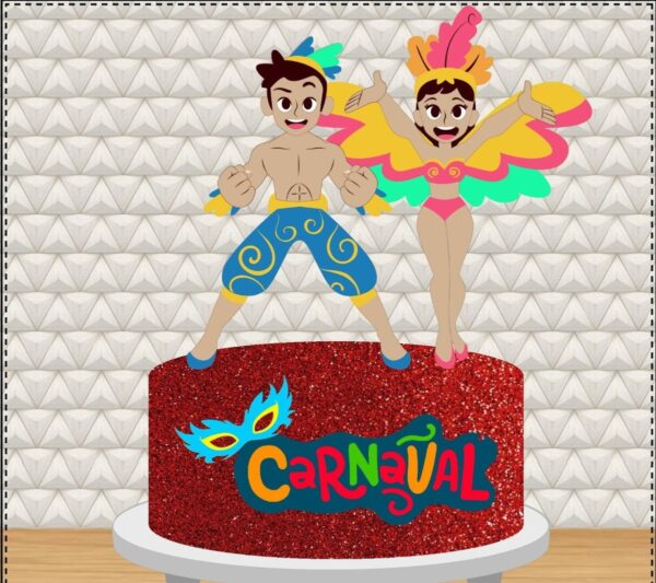 Topo de Bolo Casal Carnaval - Arquivo Digital
