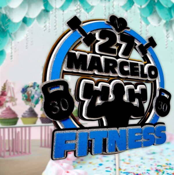 Topo de Bolo Fitness - Arquivo Digital