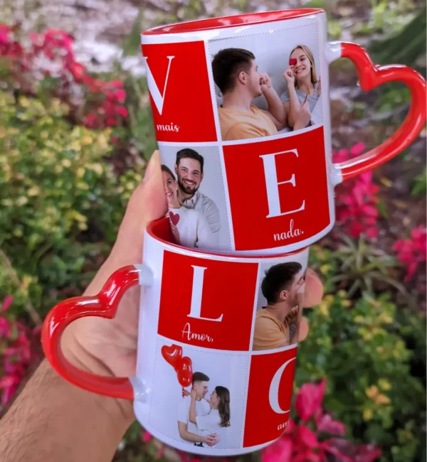 Transforme Canecas em Presentes de Amor com Artes Editáveis