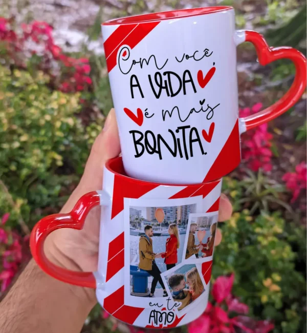 Transforme Canecas em Presentes de Amor com Artes Editáveis