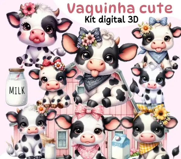 Vaquinha Em Png Kit Completo Para Scrap E Sublimacao 2
