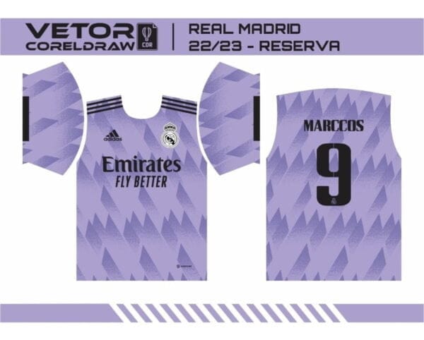 Vetor Camisa Real Madrid Reserva 2022-2023 Cdr Sublimação